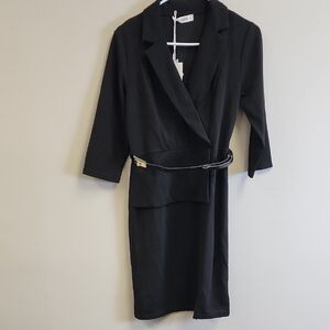 Grace Karin Black Long Sleeve Dress with Belt
